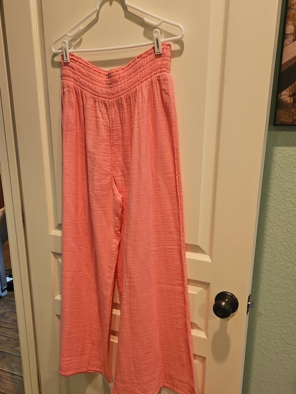 Lilly Pulitzer Coral Wide-Leg Cotton Gauze Pants